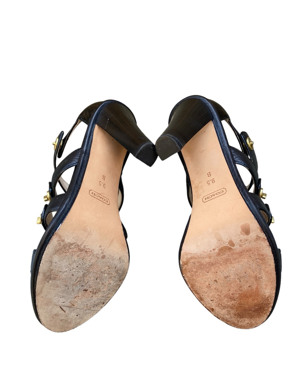 FINAL PRICE Women’s Coach TAMARAH Black Leather Heels Turn-Lock Size 9.5 - Picture 5 of 7
